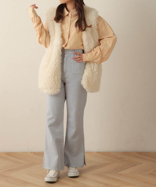 WEGO（ウィゴー）の「WEGO/フロントポケットカラーフレアパンツ（デニムパンツ・レディース・サックスブルー/ブラック/ブラウン・FREE）」の17枚目の写真