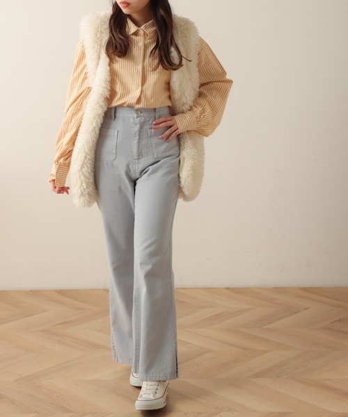 WEGO（ウィゴー）の「WEGO/フロントポケットカラーフレアパンツ（デニムパンツ・レディース・サックスブルー/ブラック/ブラウン・FREE）」の16枚目の写真