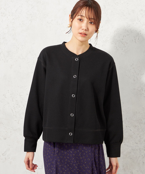 Petit Honfleur(プチオンフルール)の「Wフェイスカーディガン(カーディガン/ボレロ・レディース・ブラック/チャコール・L/M)」の2枚目の写真