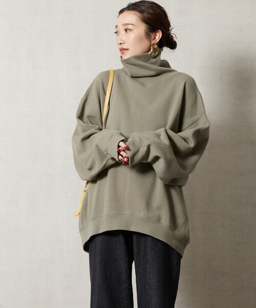 FREAK'S STORE（フリークスストア）の「【WEB限定】ヘビーウェイトタートルネックスウェット（スウェット・レディース・ライトグレー/ブラック/グレー/ピンク/グリーン/ラベンダー/ナチュラル・ﾌﾘ-）」の19枚目の写真