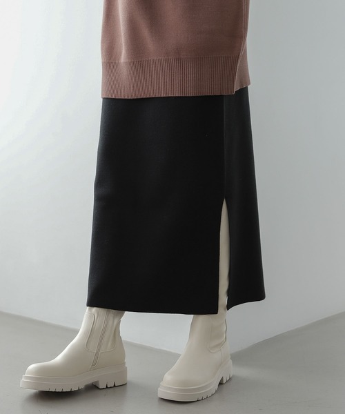 LAKOLE（ラコレ）の「12Gカシミヤタッチナロースカート[セットアップ対応] / 285887（スカート・レディース・ブラック/ブラウン/グレイッシュベージュ・SMALL/MEDIUM）」の2枚目の写真