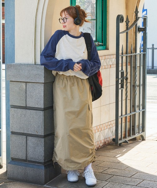 セール】ナンバリング刺繍ビッグラグランスリーブロングTシャツ