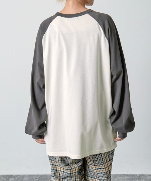 ナンバリング刺繍ビッグラグランスリーブロングTシャツ MONO-MART