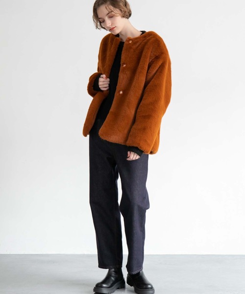 CEDNIE（セドニー）の「エコファーノーカラーショートコート（その他