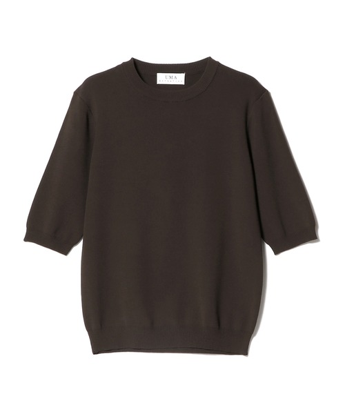 UMA ESTNATION（ユマエストネーション）の「UMA ESTNATION / クルーネックハーフスリーブニット（ニット/セーター・レディース・レッド/ブラウン/コバルトブルー・FREE）」の2枚目の写真