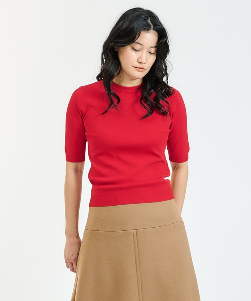 UMA ESTNATION（ユマエストネーション）の「UMA ESTNATION / クルーネックハーフスリーブニット（ニット/セーター・レディース・レッド/ブラウン/コバルトブルー・FREE）」の3枚目の写真