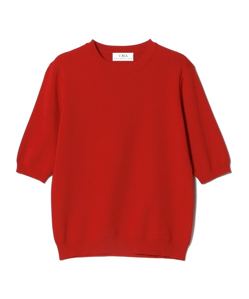 UMA ESTNATION（ユマエストネーション）の「UMA ESTNATION / クルーネックハーフスリーブニット（ニット/セーター・レディース・レッド/ブラウン/コバルトブルー・FREE）」の9枚目の写真