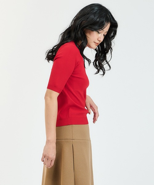 UMA ESTNATION（ユマエストネーション）の「UMA ESTNATION / クルーネックハーフスリーブニット（ニット/セーター・レディース・レッド/ブラウン/コバルトブルー・FREE）」の6枚目の写真