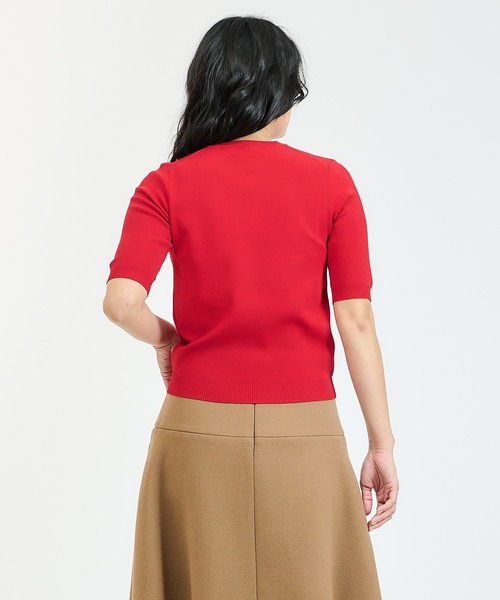 UMA ESTNATION（ユマエストネーション）の「UMA ESTNATION / クルーネックハーフスリーブニット（ニット/セーター・レディース・レッド/ブラウン/コバルトブルー・FREE）」の7枚目の写真