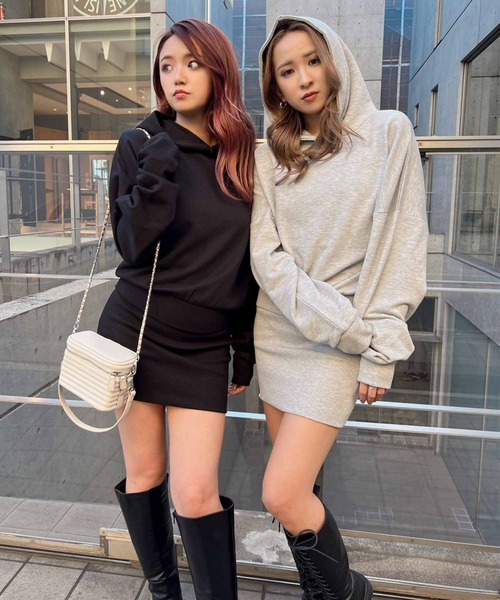 ANAP（アナップ）の「スウェットフーディーワンピース（ワンピース・レディース・ブラック/グレー/ベージュ・FREE）」の9枚目の写真