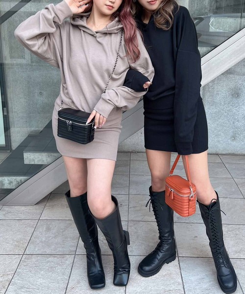 ANAP（アナップ）の「スウェットフーディーワンピース（ワンピース・レディース・ブラック/グレー/ベージュ・FREE）」の7枚目の写真