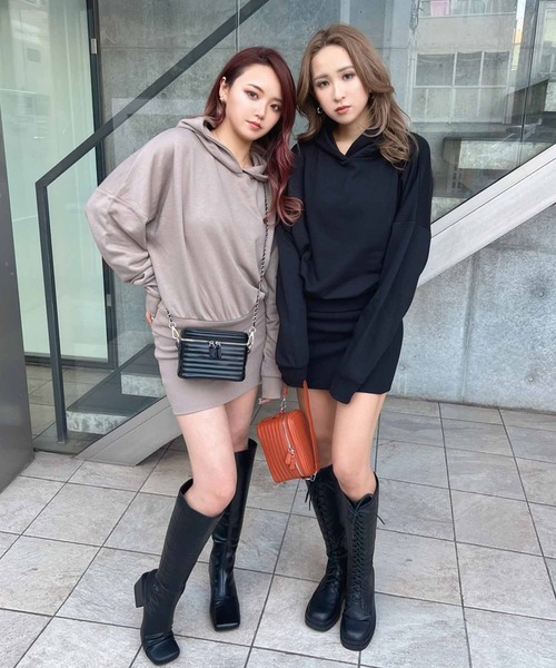 ANAP（アナップ）の「スウェットフーディーワンピース（ワンピース・レディース・ブラック/グレー/ベージュ・FREE）」の6枚目の写真