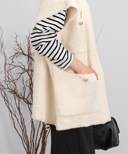 ＡＮＤＪ（アンドジェイ）の「【2022/AW】【ANDJ MADE】オーバーサイズループヤーンニットベスト（ベスト・レディース・ブラック/オフホワイト・M）」の10枚目の写真