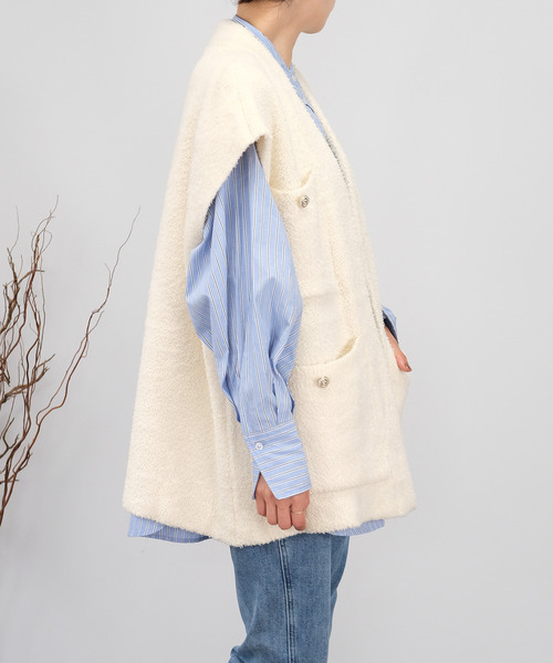 ＡＮＤＪ（アンドジェイ）の「【2022/AW】【ANDJ MADE】オーバーサイズループヤーンニットベスト（ベスト・レディース・ブラック/オフホワイト・M）」の14枚目の写真