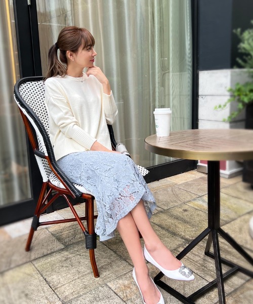 KOBE LETTUCE（コウベレタス）の「[ 岡部あゆみさんコラボ ]クルーネックニットトップス（ニット/セーター・レディース・ターコイズブルー/ブラック/ライトピンク/ブルー系/グレイッシュベージュ/ネイビー/アイボリー・FREE）」の8枚目の写真