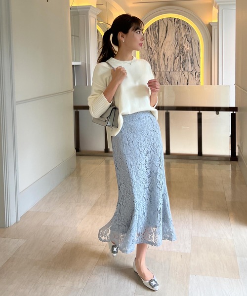 KOBE LETTUCE（コウベレタス）の「[ 岡部あゆみさんコラボ ]クルーネックニットトップス（ニット/セーター・レディース・ターコイズブルー/ブラック/ライトピンク/ブルー系/グレイッシュベージュ/ネイビー/アイボリー・FREE）」の10枚目の写真
