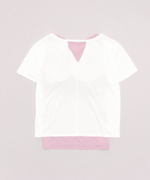 TIGORA（ティゴラ）の「ティゴラ TIGORA タンクセットロングスリーブトップス（Tシャツ/カットソー・レディース・スモークピンク/ホワイト×ピンク・S/M/L/XL）」の4枚目の写真