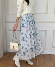 花柄プリーツロングスカート