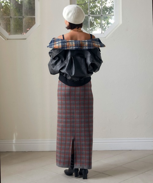 TINA：JOJUN（ティーナジョジュン）の「チェック柄 ロングニット