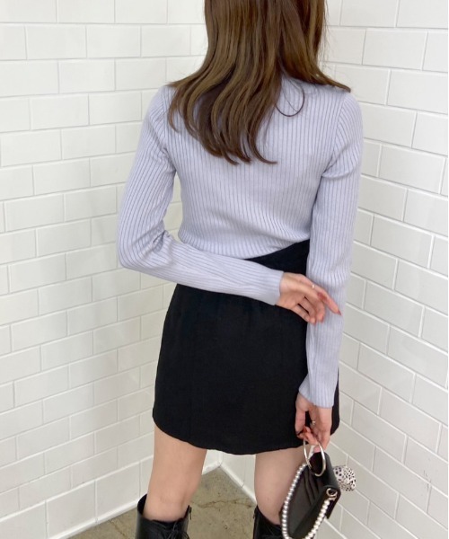 OLIVE des OLIVE（オリーブデオリーブ）の「タートルネック刺繍リブニット（ニット/セーター・レディース・ブラック/ブラウン/オフホワイト/サックスブルー/スミクロ・FREE）」の20枚目の写真