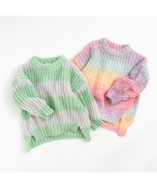 BREEZE（ブリーズ）の「カラフルシャギーニット（ニット/セーター・キッズ・レインボー/ミント・100/90/120/140）」の6枚目の写真