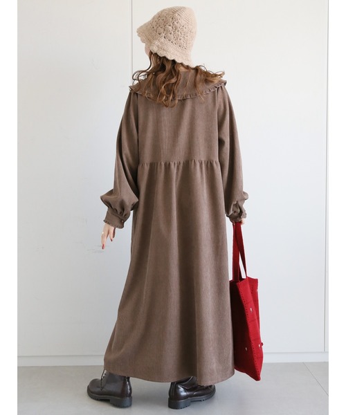 ehka sopo（エヘカソポ）の「コーデュロイフリル襟ワンピース（ワンピース・レディース・ミント/チャコール/キナリ・ﾌﾘ-）」の17枚目の写真