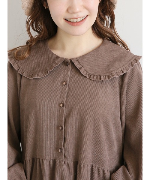 ehka sopo（エヘカソポ）の「コーデュロイフリル襟ワンピース（ワンピース・レディース・ミント/チャコール/キナリ・ﾌﾘ-）」の18枚目の写真