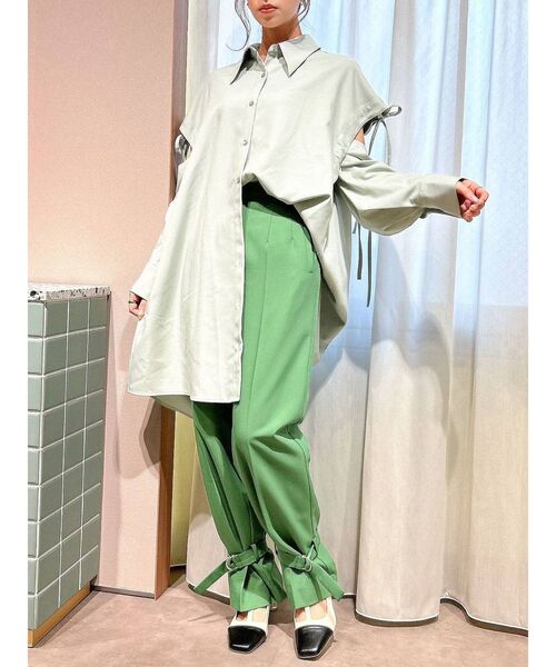 dazzlin リボンシャツベアライクワンピース グレー S リボンシャツベアライクワンピース[品番：MKSW0061932]｜ dazzlinリボンシャツベアライクワンピース