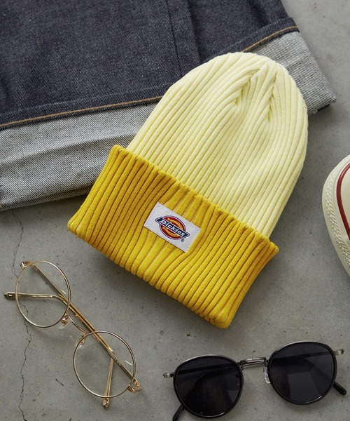 Dickies（ディッキーズ）の「Dickies コットンニットワッチ/ロゴ/ニット帽/フリーサイズ/帽子/キャップ/ディッキーズ（ニットキャップ/ビーニー・メンズ・イエロー/ブルー/ブラック・FREE）」の3枚目の写真