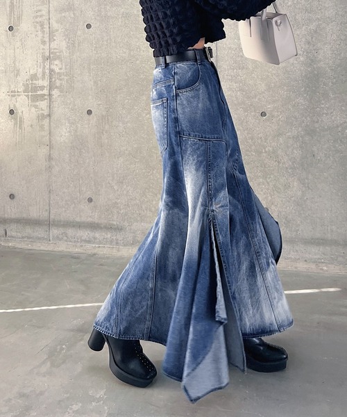 PAGEBOY(ページボーイ)の「シアーブリーチデニムスカート(デニムスカート・レディース・ブラック/ブルー・S/M)」の15枚目の写真