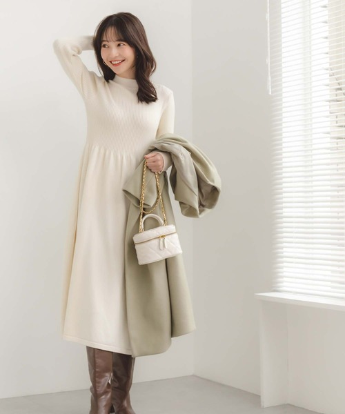 fifth（フィフス）の「プチハイネックフレアニットワンピース