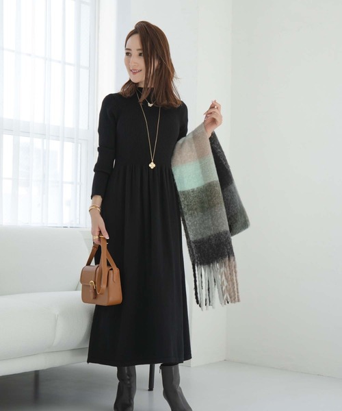 fifth（フィフス）の「プチハイネックフレアニットワンピース