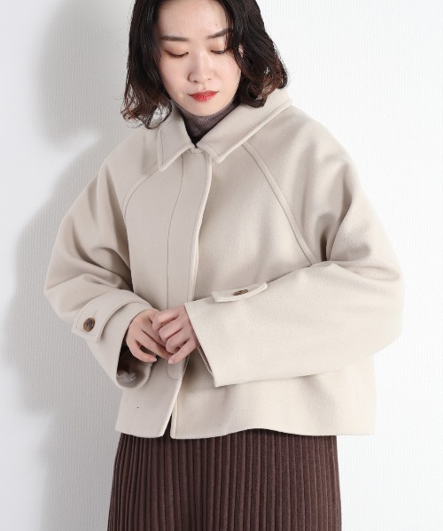 cepo（セポ）の「カットメルトンショートジャケット　＜追加生産分＞（ステンカラーコート・レディース・オフホワイト/グレー・M）」の6枚目の写真