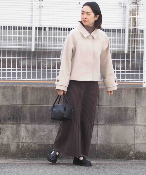 cepo（セポ）の「カットメルトンショートジャケット　＜追加生産分＞（ステンカラーコート・レディース・オフホワイト/グレー・M）」の4枚目の写真