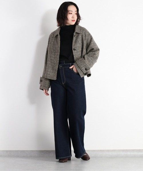 cepo（セポ）の「カットメルトンショートジャケット　＜追加生産分＞（ステンカラーコート・レディース・オフホワイト/グレー・M）」の19枚目の写真