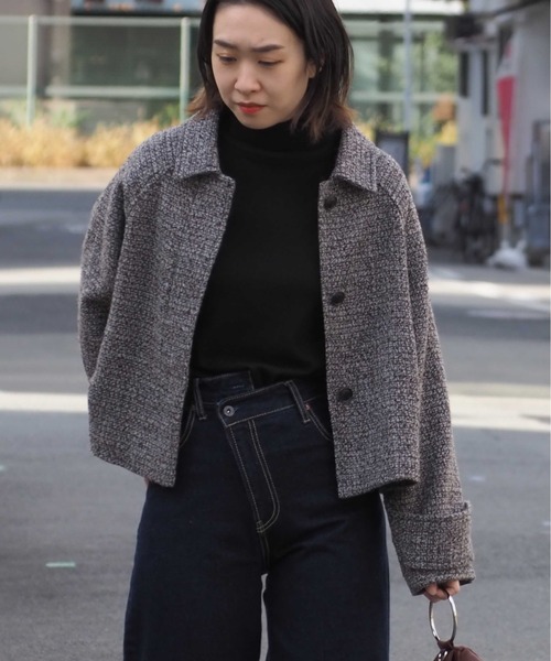 cepo（セポ）の「カットメルトンショートジャケット　＜追加生産分＞（ステンカラーコート・レディース・オフホワイト/グレー・M）」の9枚目の写真