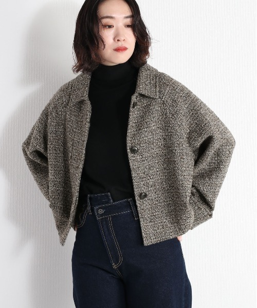 cepo（セポ）の「カットメルトンショートジャケット　＜追加生産分＞（ステンカラーコート・レディース・オフホワイト/グレー・M）」の8枚目の写真