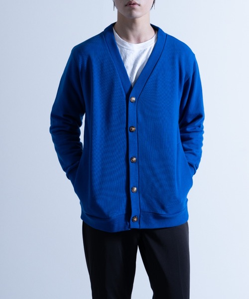 NYLAUS（ナイラス）の「CVC裏毛 5B Vネック スウェットカーディガン（カーディガン/ボレロ・メンズ・ブラック/ブルー/グリーン/オートミール/オレンジ/イエロー・M/LL/L）」の4枚目の写真