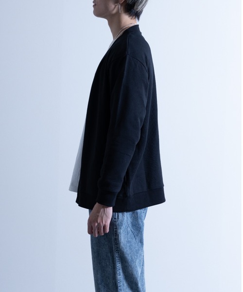 NYLAUS（ナイラス）の「CVC裏毛 5B Vネック スウェットカーディガン（カーディガン/ボレロ・メンズ・ブラック/ブルー/グリーン/オートミール/オレンジ/イエロー・M/LL/L）」の22枚目の写真