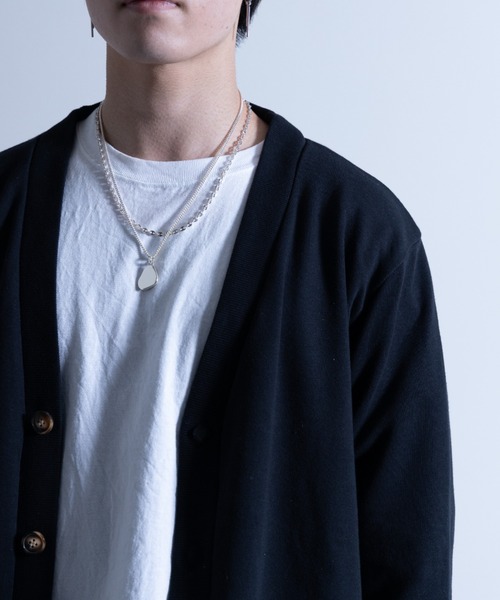 NYLAUS（ナイラス）の「CVC裏毛 5B Vネック スウェットカーディガン（カーディガン/ボレロ・メンズ・ブラック/ブルー/グリーン/オートミール/オレンジ/イエロー・M/LL/L）」の9枚目の写真