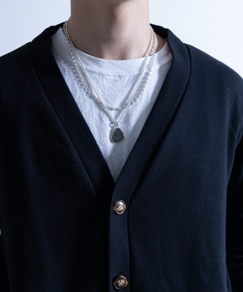 NYLAUS（ナイラス）の「CVC裏毛 5B Vネック スウェットカーディガン（カーディガン/ボレロ・メンズ・ブラック/ブルー/グリーン/オートミール/オレンジ/イエロー・M/LL/L）」の7枚目の写真