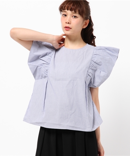 B:MING by BEAMS(ビーミングバイビームス)の「ビーミング by ビームス / 袖フリルブラウス(シャツ/ブラウス・レディース・ホワイト/ブラック/サックスブルー・ONE SIZE)」の3枚目の写真