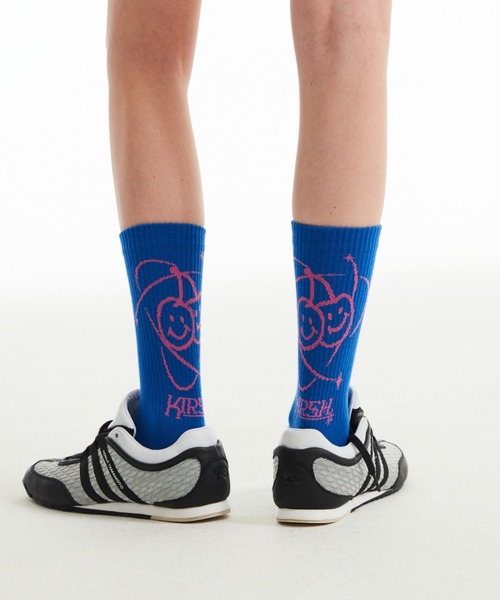 ☆KIRSH☆ Doodle Cherry Planet Graphic Socks Blue KIRSH（キルシー）の「KIRSH DOODLE CHERRY PLANET GRAPHIC