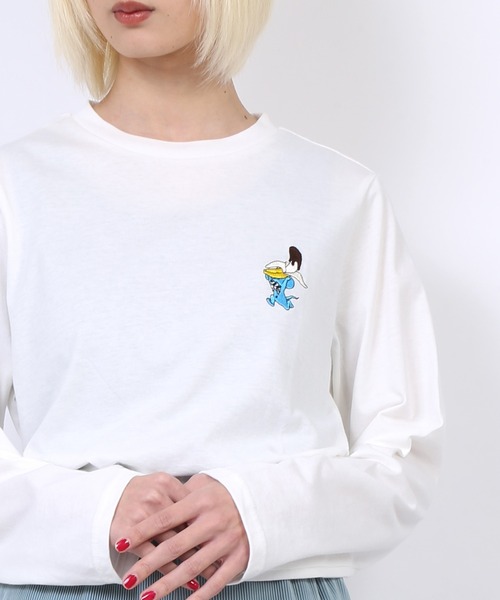 PUNYUS（プニュズ）の「ワンポイントロンＴ（Tシャツ/カットソー・レディース・ホワイト/ブラック・1/2/3/4）」の14枚目の写真