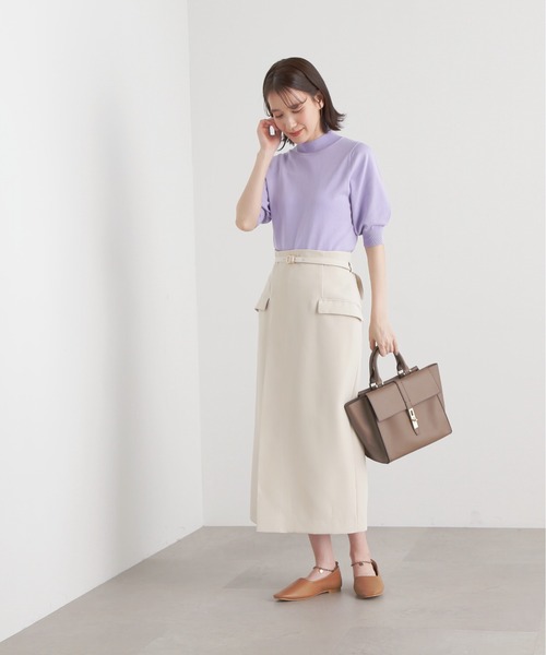 N.（N. Natural Beauty Basic）（エヌエヌナチュラルビューティーベーシック）の「【S Size Line】◆ベルト付ラップ風タイトスカート（スカート・レディース・ホワイト/ベージュ/ミント・SMALL/MEDIUM）」の6枚目の写真