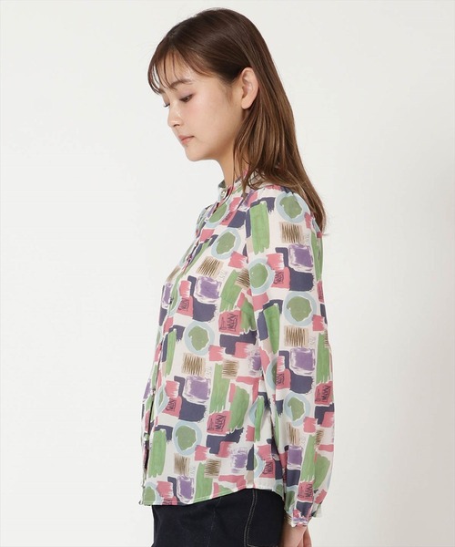 REDYAZEL（レディアゼル）の「カラフルペイントデコルテあきブラウス（シャツ/ブラウス・レディース・グリーン/ネイビー/オレンジ・SMALL/MEDIUM）」の10枚目の写真