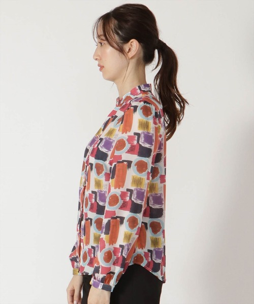 REDYAZEL（レディアゼル）の「カラフルペイントデコルテあきブラウス（シャツ/ブラウス・レディース・グリーン/ネイビー/オレンジ・SMALL/MEDIUM）」の9枚目の写真