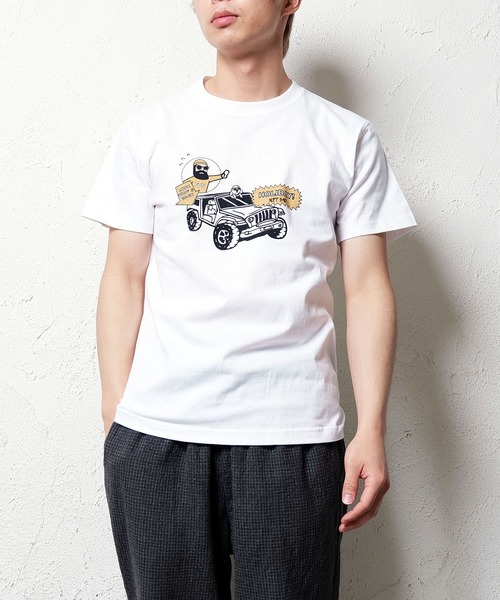 modem design(モデムデザイン)の「MODEM DESIGN モデムデザイン jeep ojisan Tee tシャツ(Tシャツ/カットソー・メンズ・ホワイト/カーキ・SMALL/MEDIUM/LARGE/X-LARGE)」の1枚目の写真