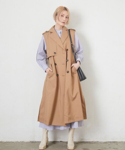 kivi（キヴィ）の「ノースリトレンチコート（トレンチコート・レディース・ブラック/ベージュ・FREE）」の10枚目の写真