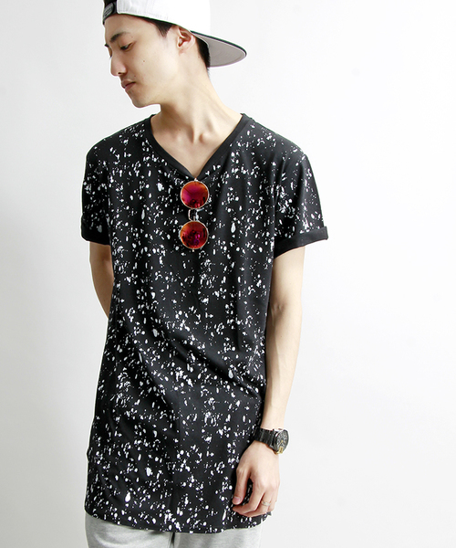 WEGO(ウィゴー)の「WEGO/パターンラウンドロングTシャツ(Tシャツ/カットソー・メンズ・ホワイト系その他/その他2/ブラック系その他/その他1・MEDIUM/LARGE)」の4枚目の写真